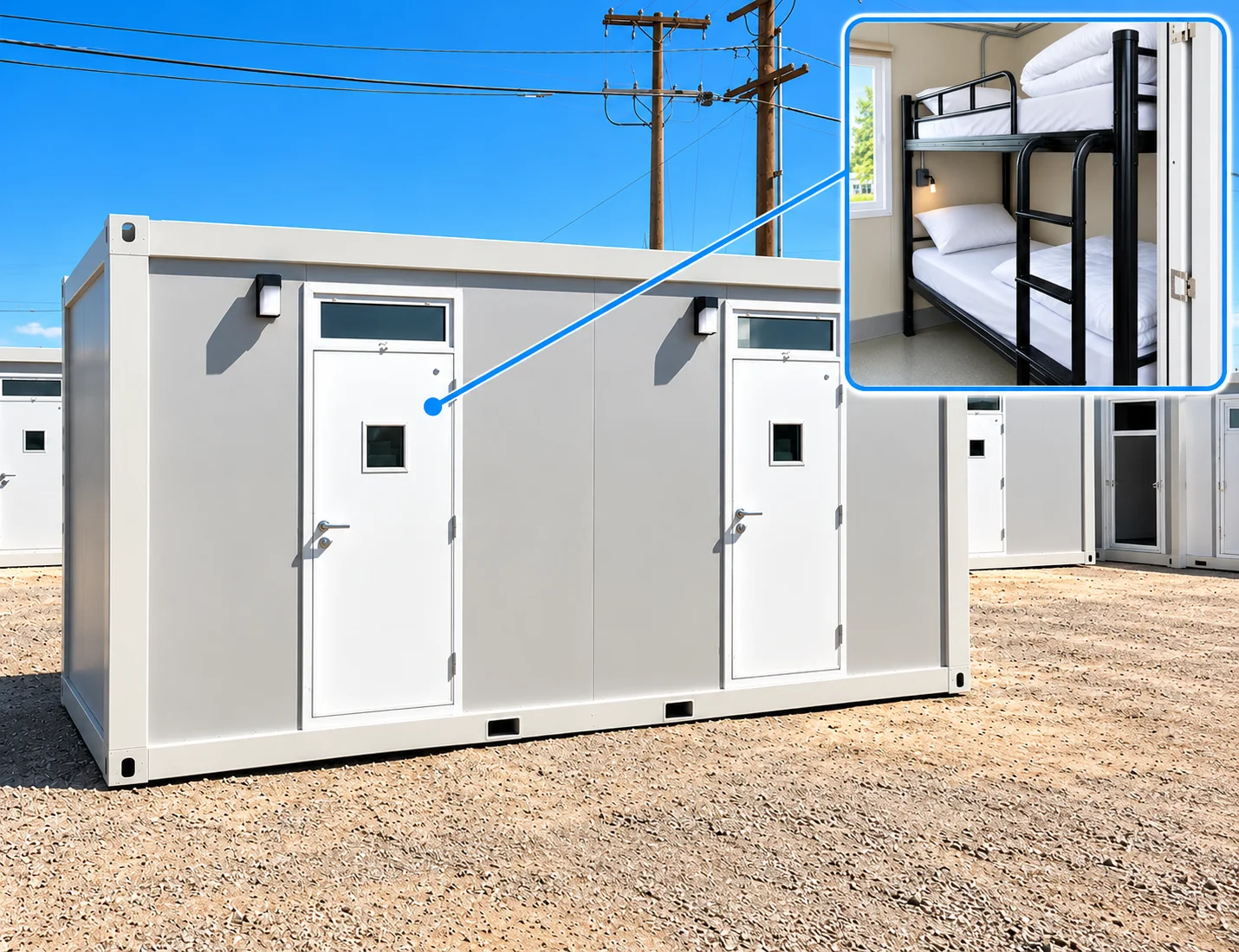 Sleeper unit exterior with a bunk-room inset